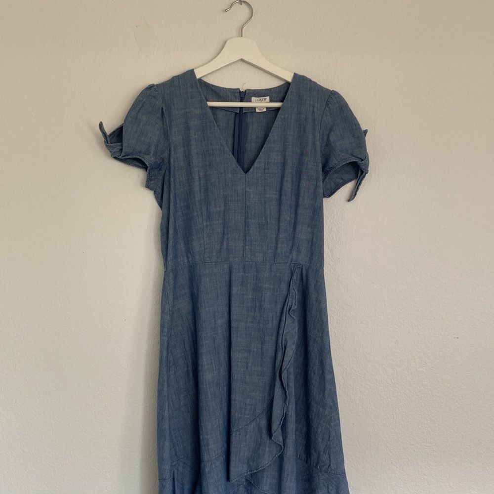 J Crew Chambray Faux Wrap Dress